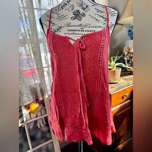 Mossimo Supply Co. Red Tie Front Sleeveless Camisole